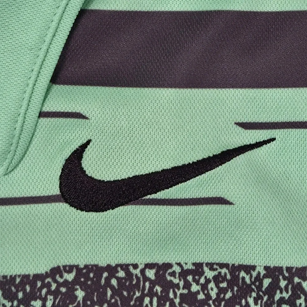 Nike Golf Dri Fit Standard Fit Polo Shirt Lime Green Graphic Stripe Mens Large